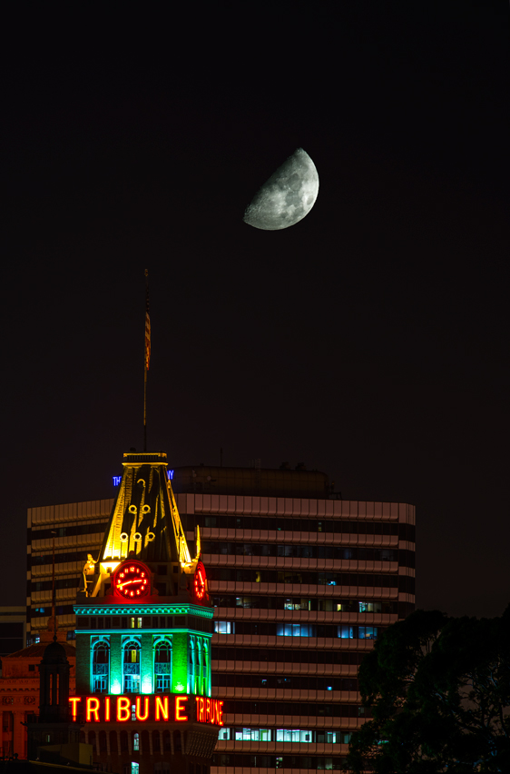 Oakland Tribune Lake Merritt East Bay Moon Fine Art Landscape Photography Mark Lilly