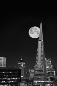 San Francisco Bay Area Transamerica Pyramid Building Full Moon Fine Art Landscape Photography Mark Lilly