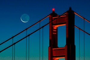 Marin Headlands Golden Gate Bridge San Francisco Bay Area California Crescent Moon Fine Art Landscape Photography Mark Lilly