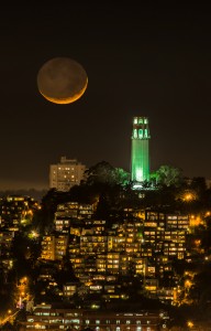 Coit Tower San Francisco Bay Area California Crescent Moon Fine Art Landscape Photography Mark Lilly