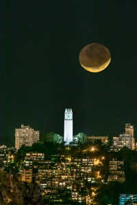 Coit Tower San Francisco Bay Area California Crescent Moon Fine Art Landscape Photography Mark Lilly