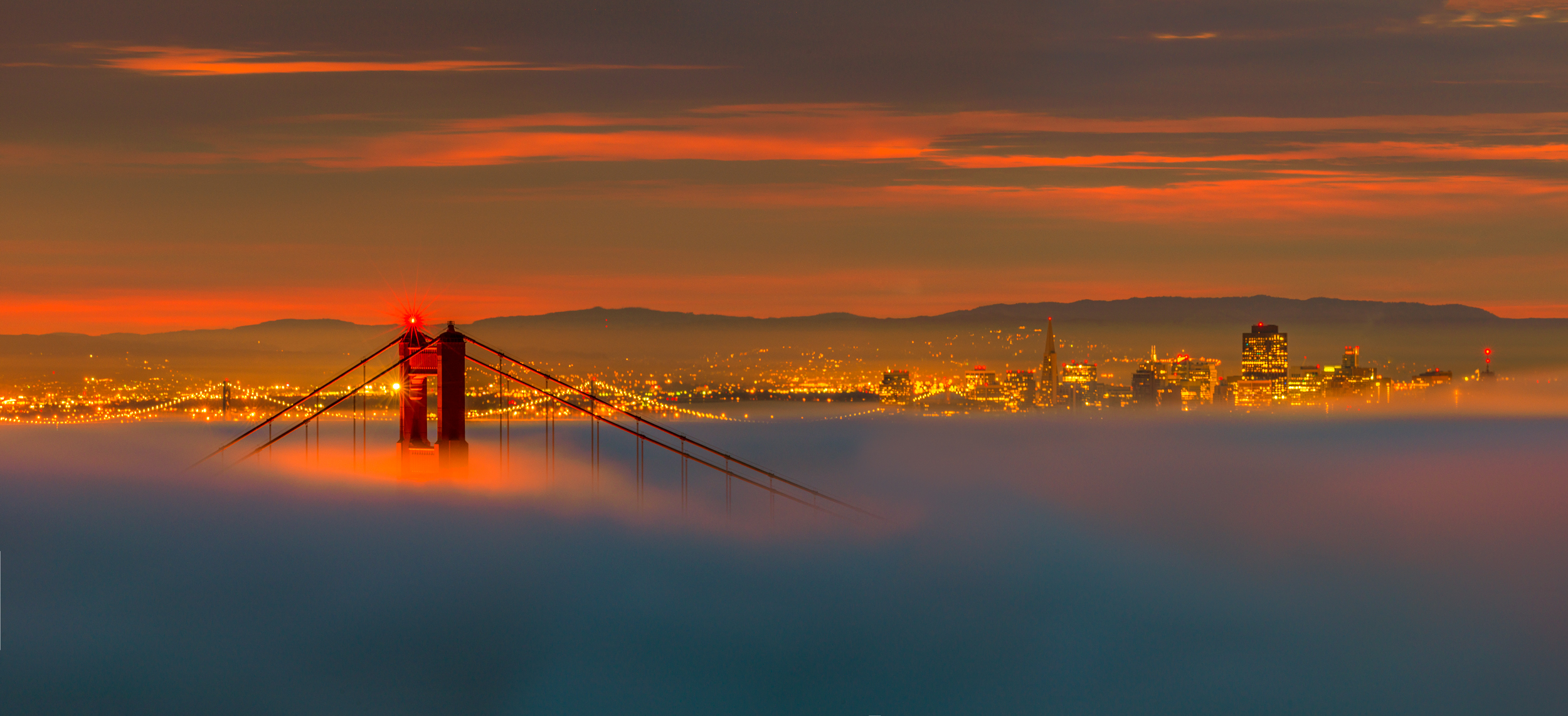 Marin Headlands Golden Gate Bridge San Francisco Hawk Hill Bay Area California Oakland East Bay Fog Panorama Fine Art Landscape Photography Mark Lilly