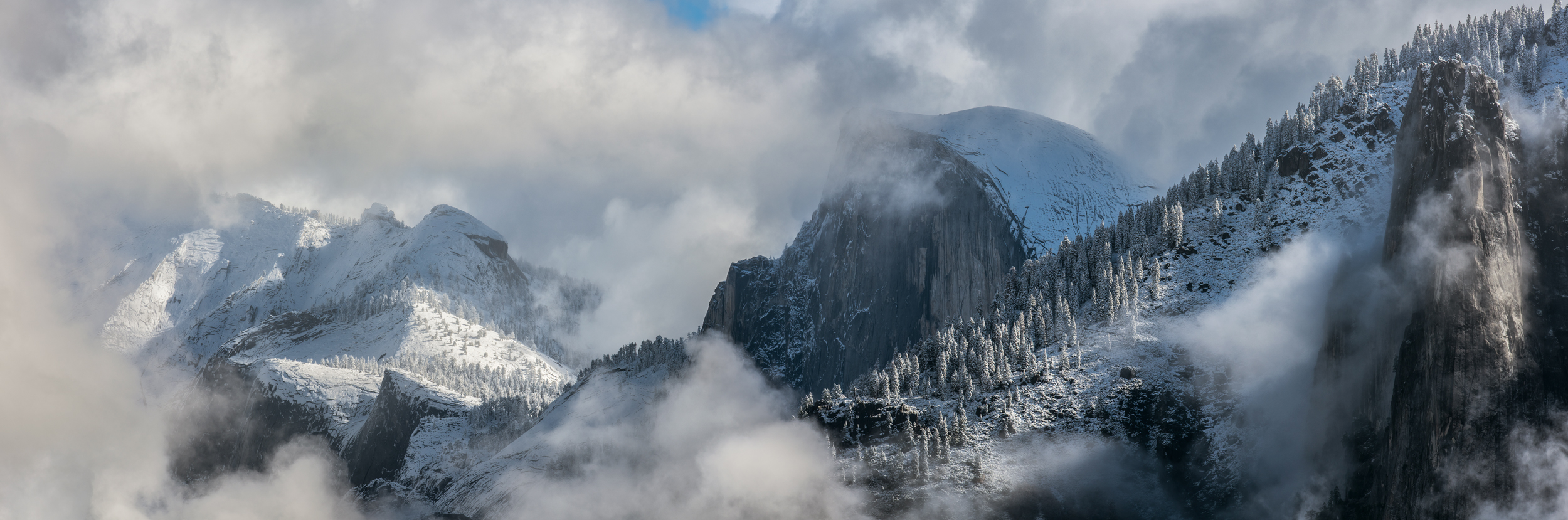 Yosemite National Park Half Dome Clouds Rest Winter Fog Panorama Fine Art Landscape Photography Mark Lilly
