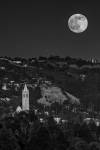 Berkeley Sather Tower Campenile Clock Tower East Bay California UC Berkeley Oakland Full Moon Fine Art Landscape Photography Mark Lilly