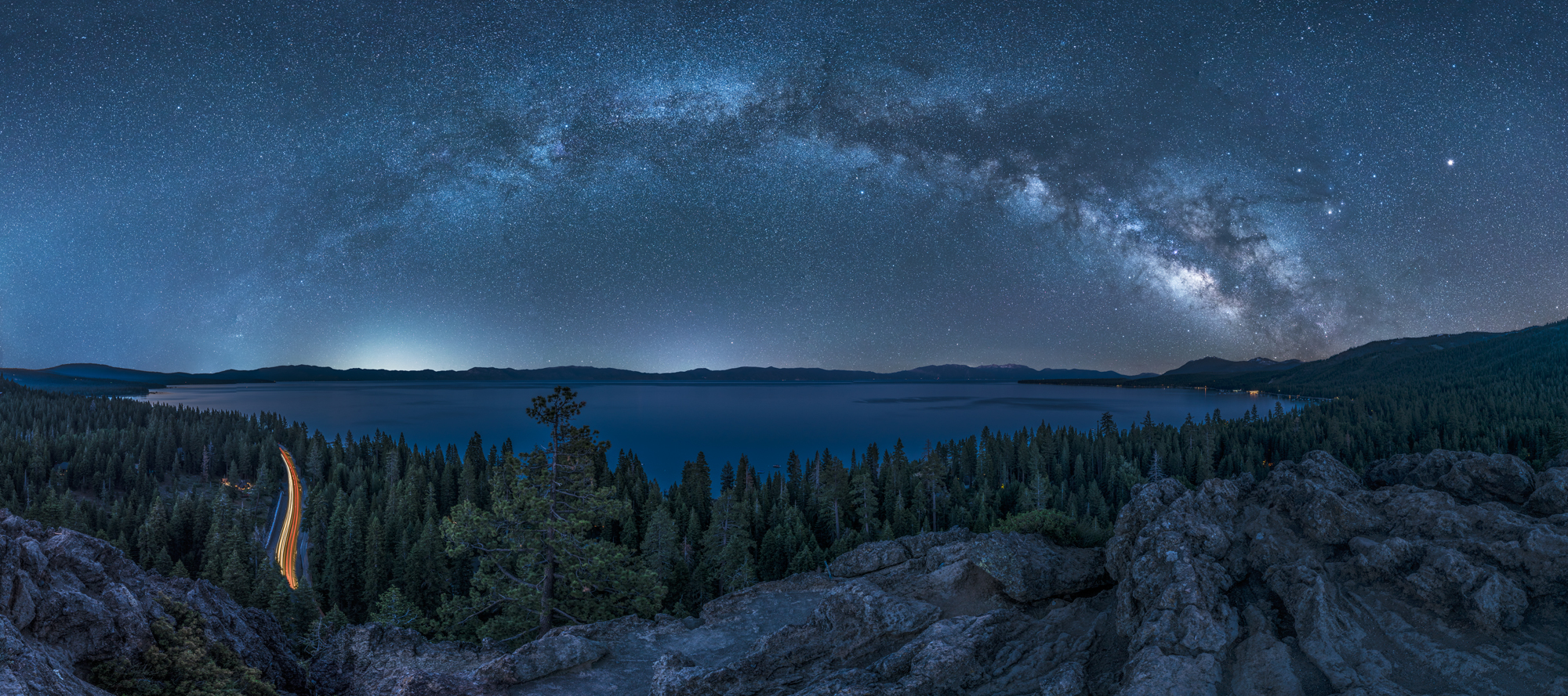 Eagle Rock Lake Tahoe Homewood Tahoe City Highway 89 Milky Way Panorama Fine Art Landscape Photography Mark Lilly