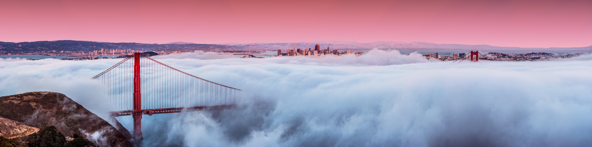 Golden Gate Bridge Foggy Sunrise San Francisco Panorama Mark Lilly Fine Art Photography
