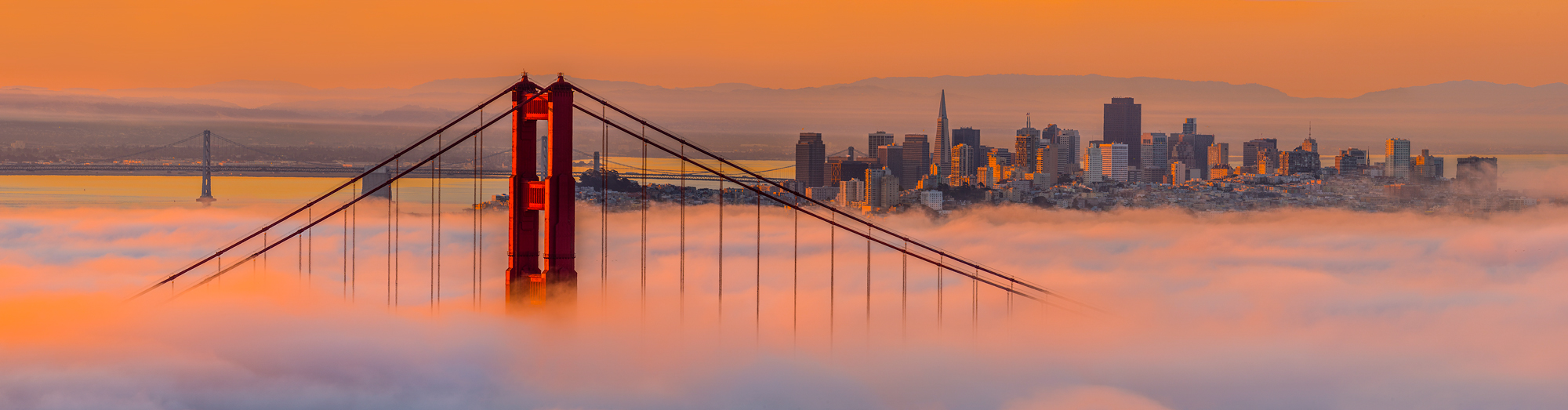 Golden Gate Bridge Foggy Sunrise San Francisco Panorama Mark Lilly Fine Art Photography