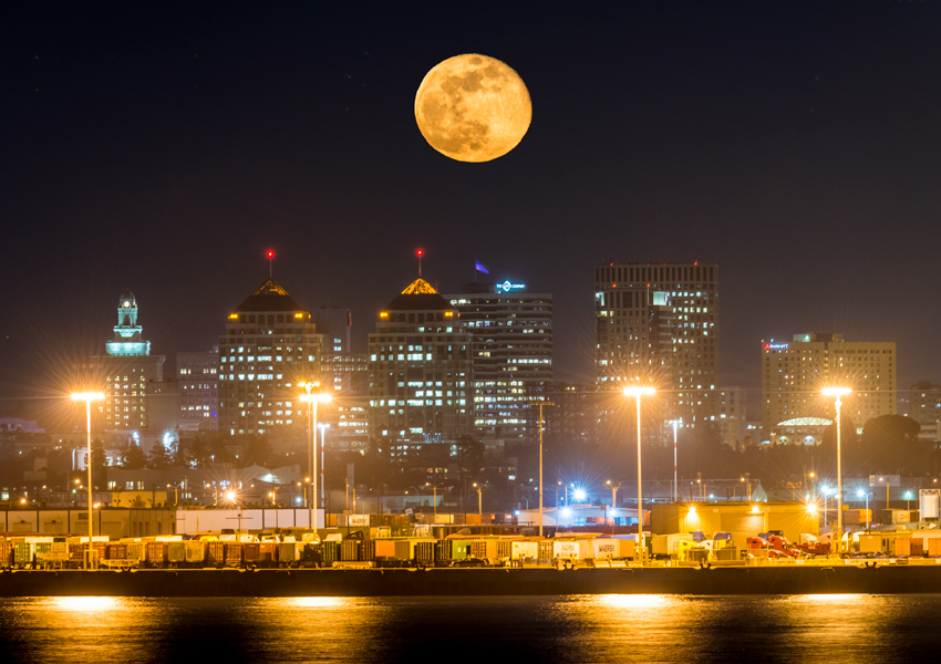 Berkeley Sather Tower Campenile Clock Tower East Bay California UC Berkeley Oakland Full Moon Fine Art Landscape Photography Mark Lilly