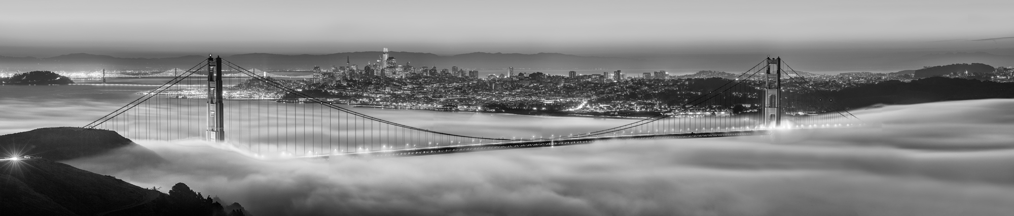 Golden Gate Bridge San Francisco Bay Bridge Transamerica Pyramid Coit Tower Panorama Mark Lilly Fine Art Photography