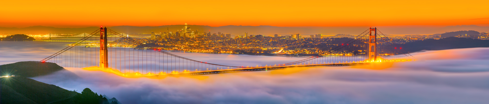 Golden Gate Bridge San Francisco Bay Bridge Transamerica Pyramid Coit Tower Panorama Mark Lilly Fine Art Photography