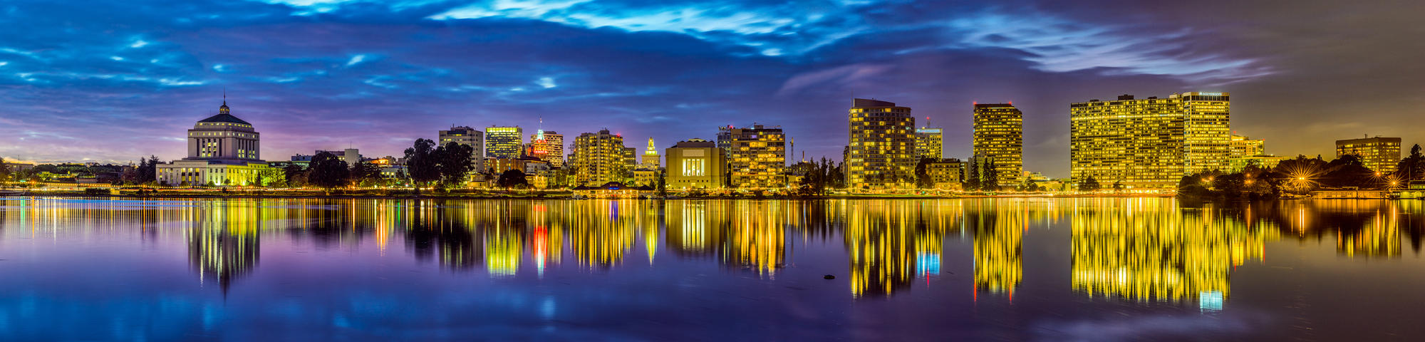 Oakland California Estuary Port of Oakland Cranes Containers Ships Full Moon Moonrise Panorama Fine Art Landscape Photography Mark Lilly