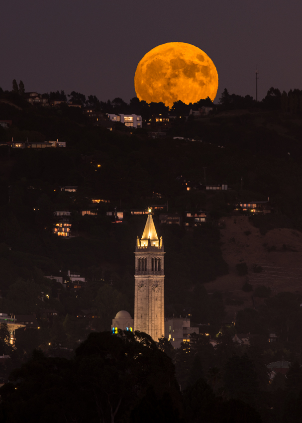 Berkeley Sather Tower Campenile Clock Tower East Bay California UC Berkeley Oakland Full Moon Fine Art Landscape Photography Mark Lilly
