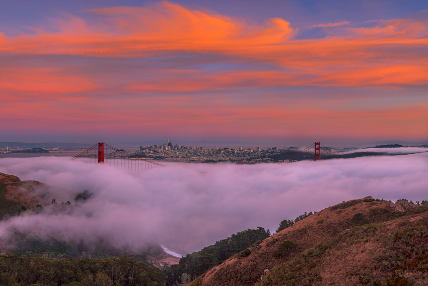 Marin Headlands Golden Gate Bridge San Francisco Bay Area California Slacker Hill Ridge Fog Fine Art Landscape Photography Mark Lilly