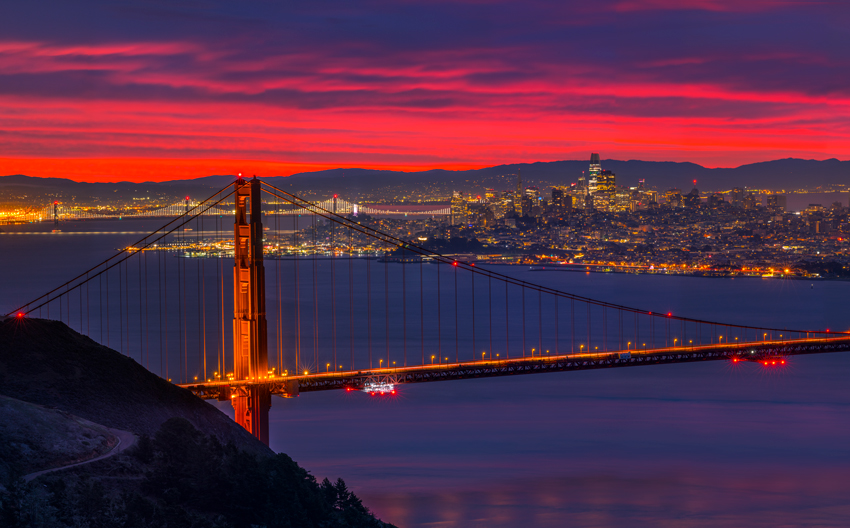 Marin Headlands Golden Gate Bridge San Francisco Bay Area Fog Sunrise California Fine Art Landscape Photography Mark Lilly