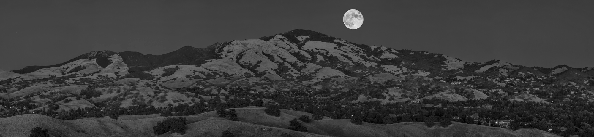 Mount Diablo Full Moonrise Alamo Walnut Creek Panorama Fine Art Landscape Photography Mark Lilly