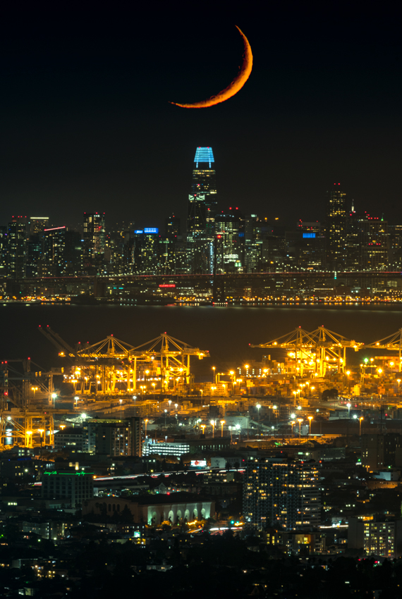 San Francisco Bay Area Transamerica Pyramid Building Full Moon Fine Art Landscape Photography Mark Lilly